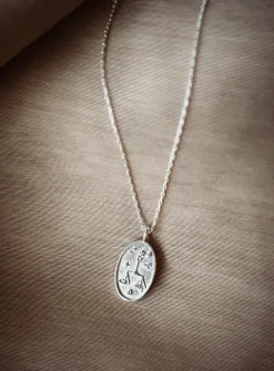Zodiac sign silver pendant necklace