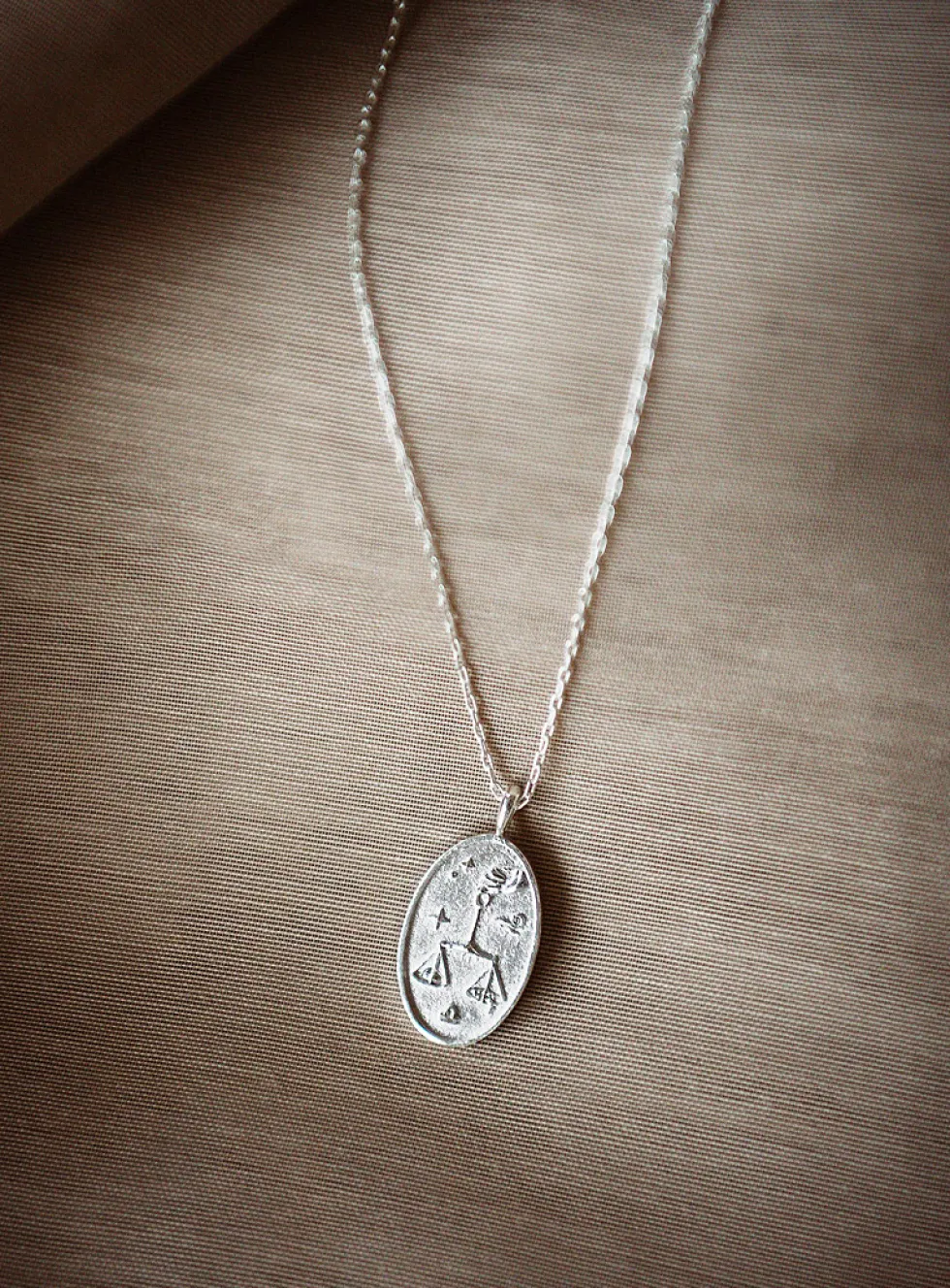 Zodiac sign silver pendant necklace
