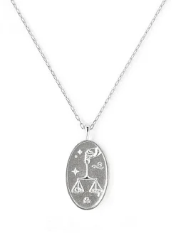 Zodiac sign silver pendant necklace