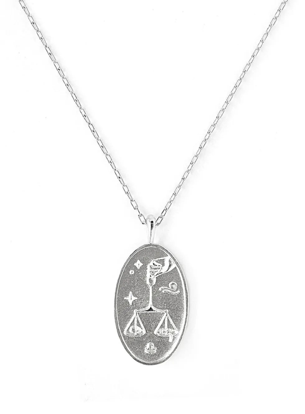 Zodiac sign silver pendant necklace