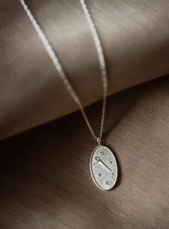 Zodiac sign silver pendant necklace