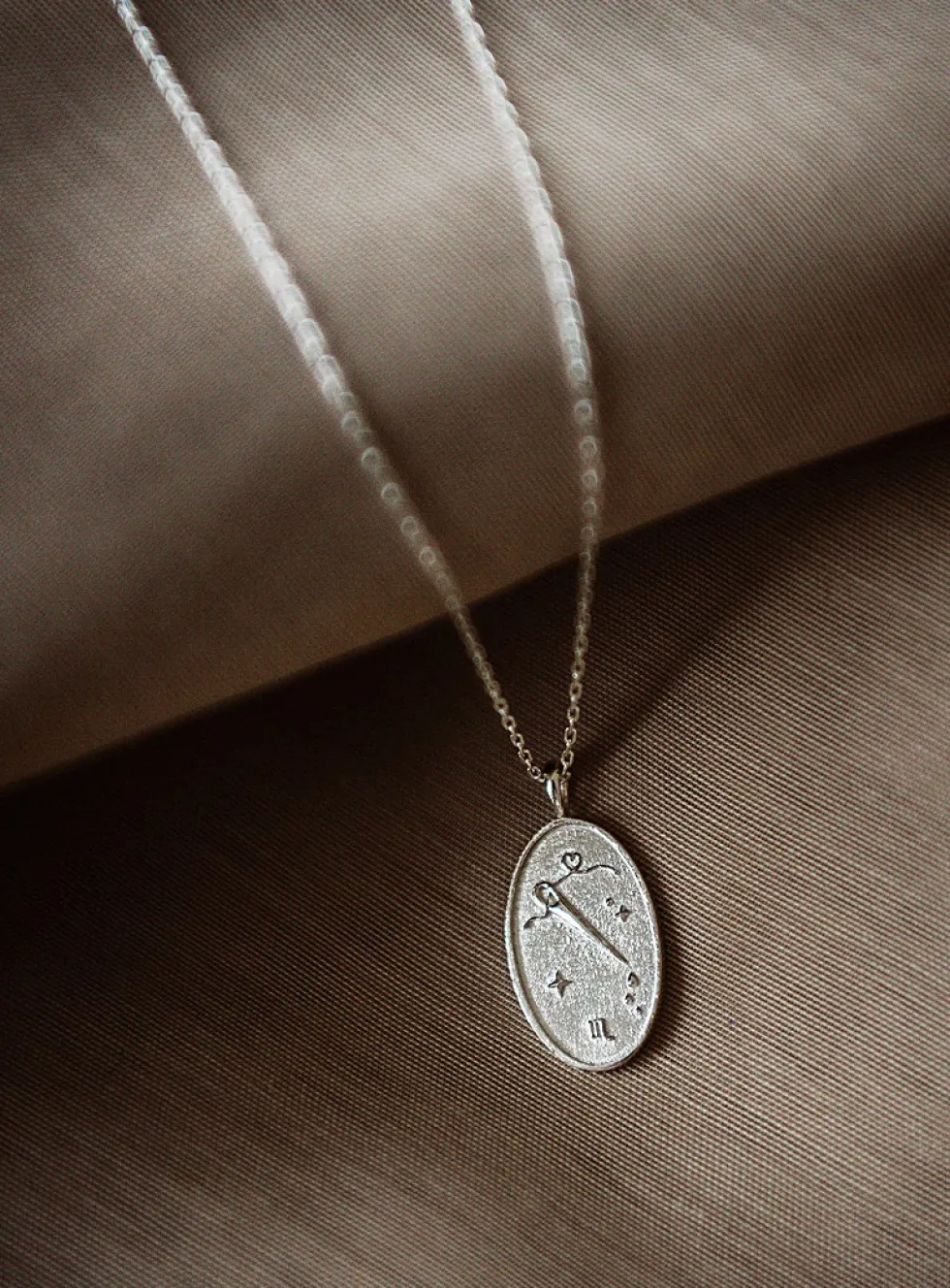 Zodiac sign silver pendant necklace