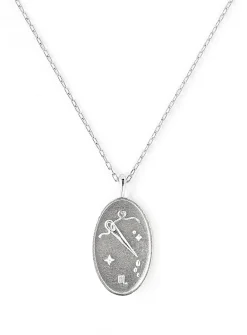 Zodiac sign silver pendant necklace