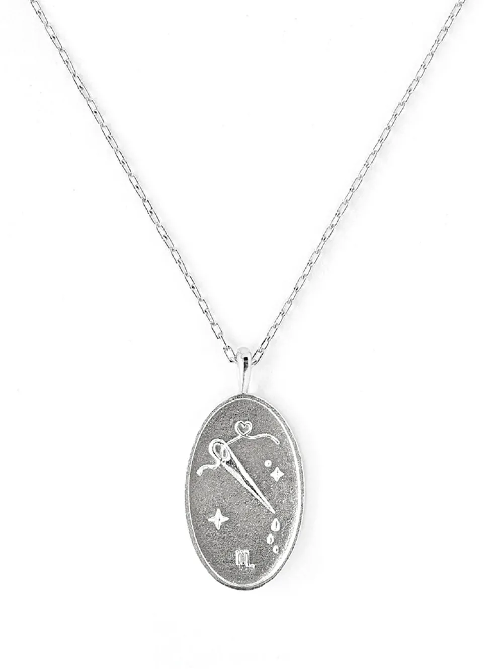 Zodiac sign silver pendant necklace
