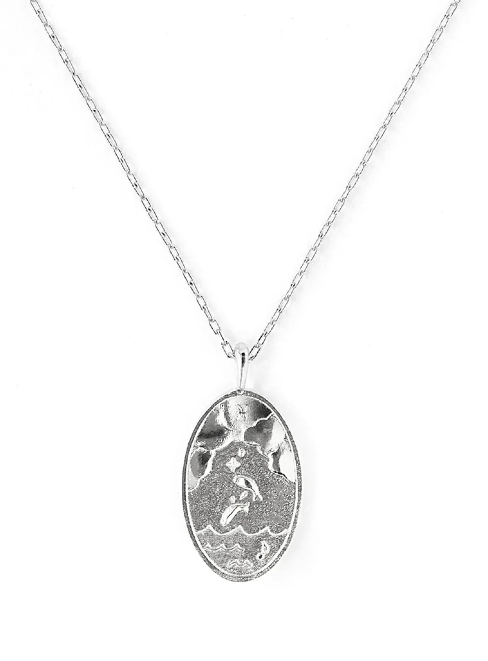 Zodiac sign silver pendant necklace