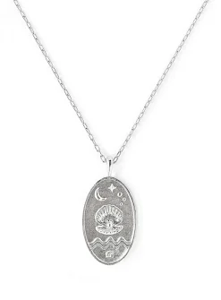 Zodiac sign silver pendant necklace