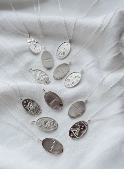 Zodiac sign silver pendant necklace