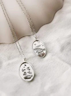 Zodiac sign silver pendant necklace