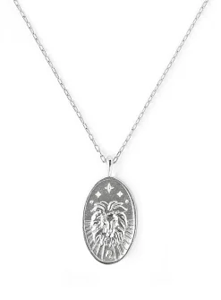 Zodiac sign silver pendant necklace