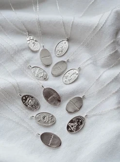 Zodiac sign silver pendant necklace