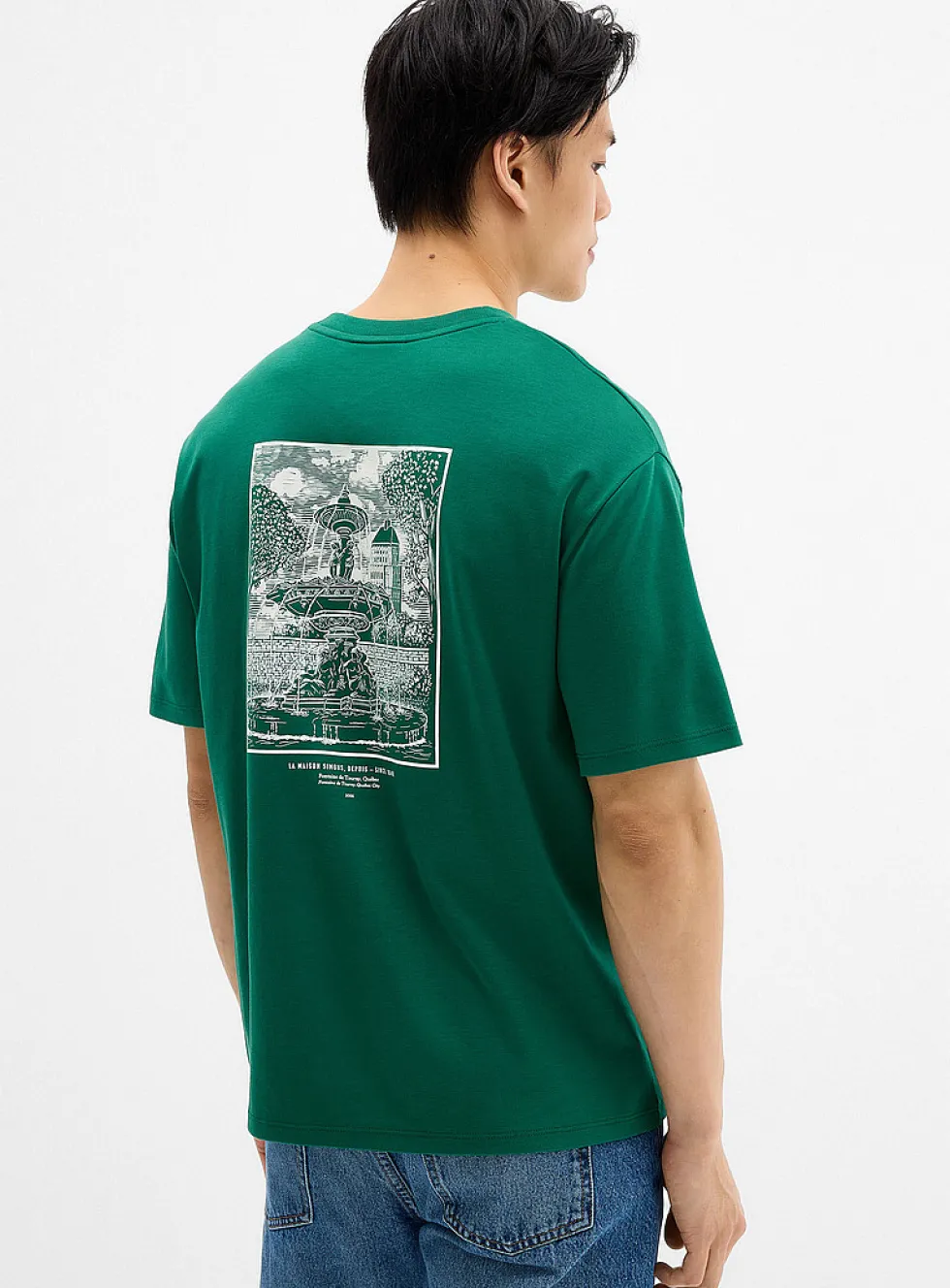 1840 print T-shirt