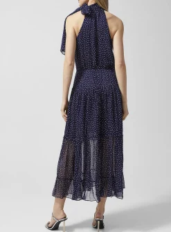 Abi polka dot scarf-neck chiffon dress