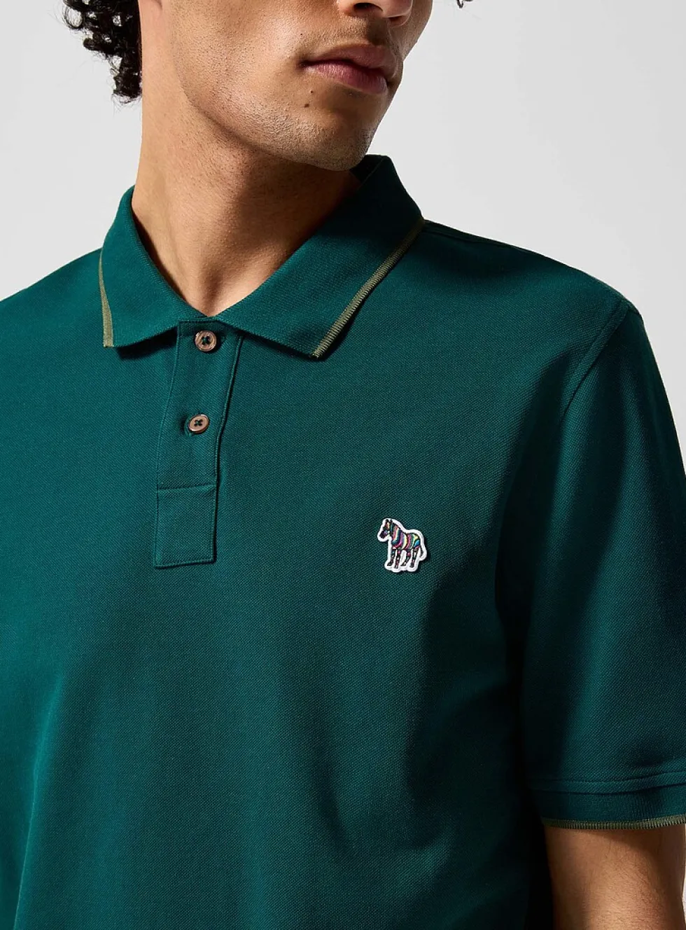 Accent edging piqué polo shirt