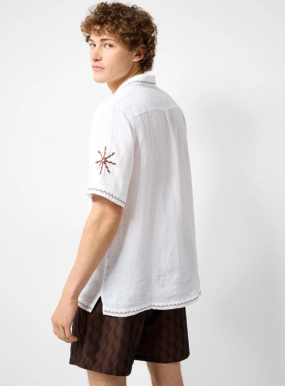 Alves embroidered linen camp shirt