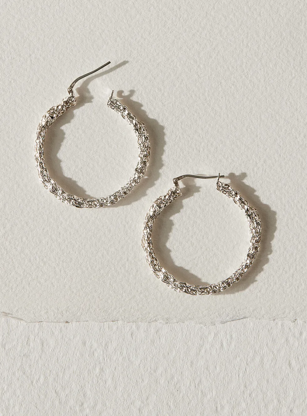 Amalgam large sterling silver hoops