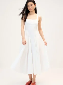 Back bow poplin maxi dress