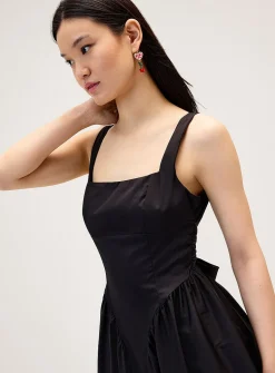 Back bow poplin maxi dress