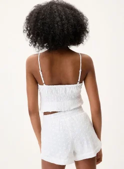 Beaded drawcord broderie anglaise short