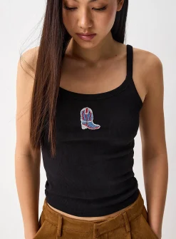 Beaded image scoop-neck cami