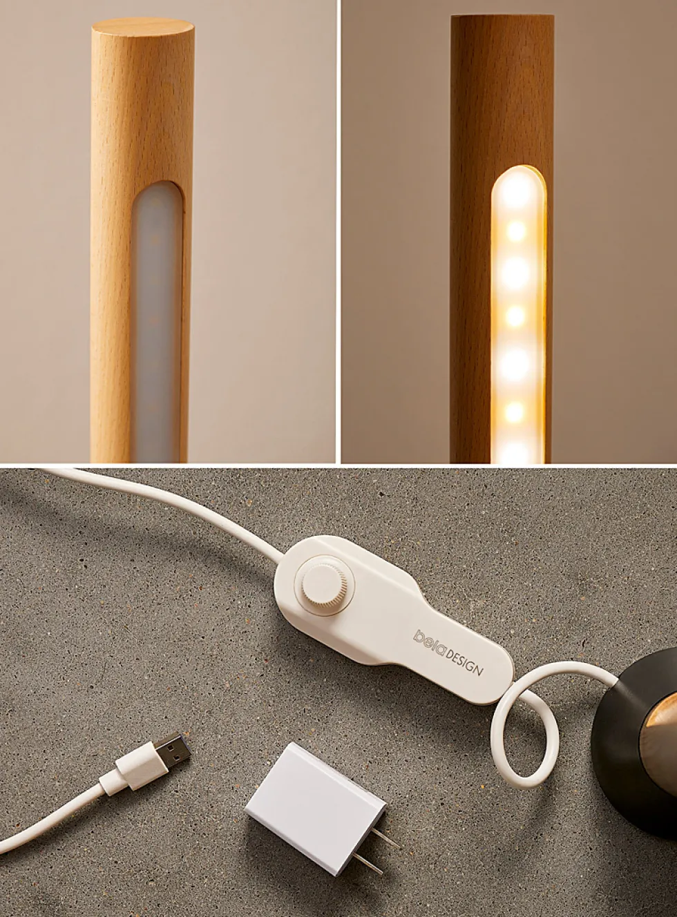 Beech wood modern standing lamp