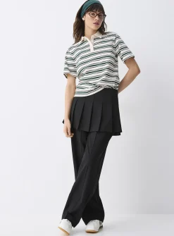 Belt loops pleated dress skirt
