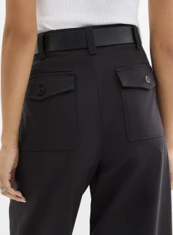 Belted stretch barrel pant