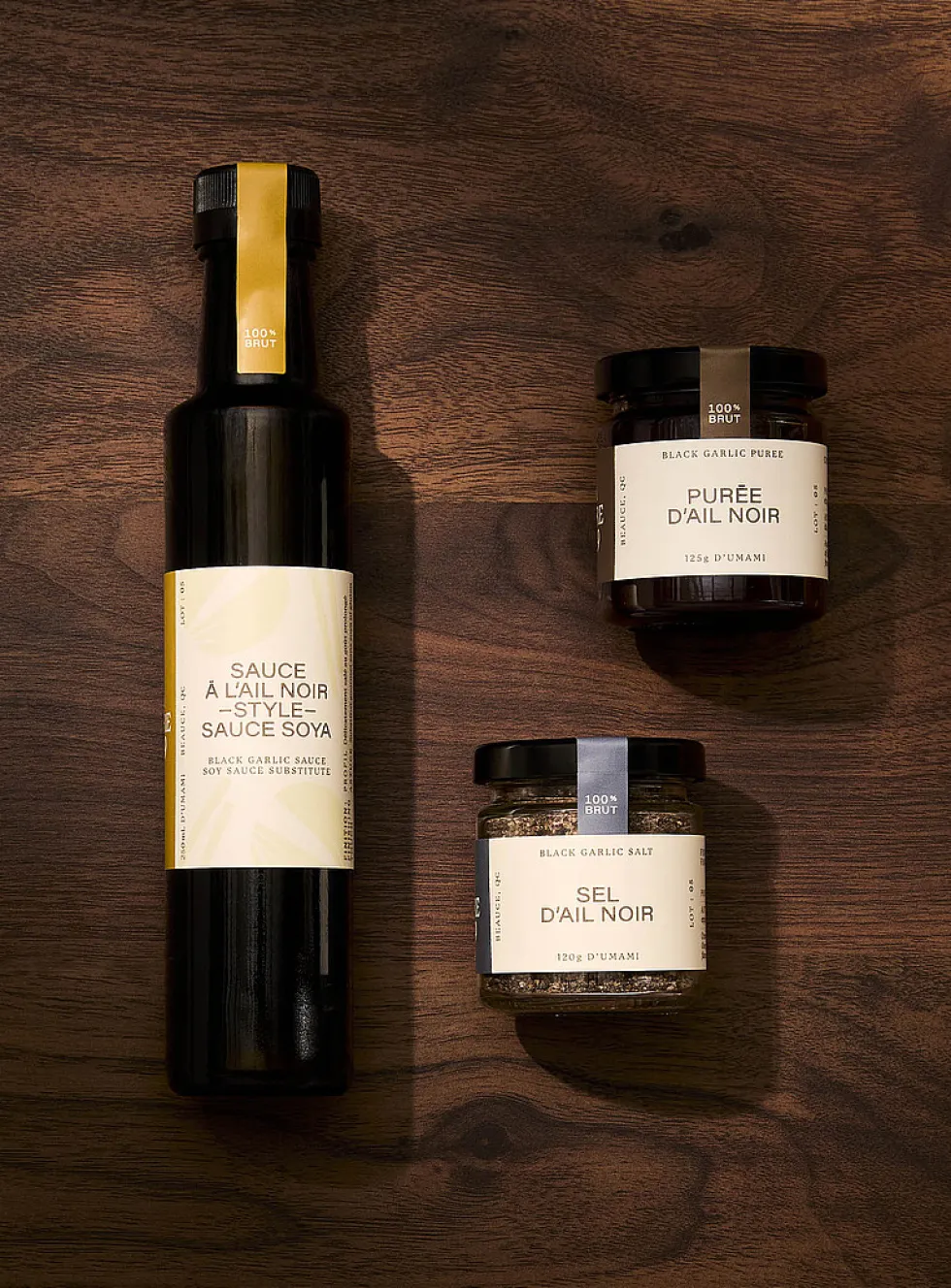 Black garlic umami trio