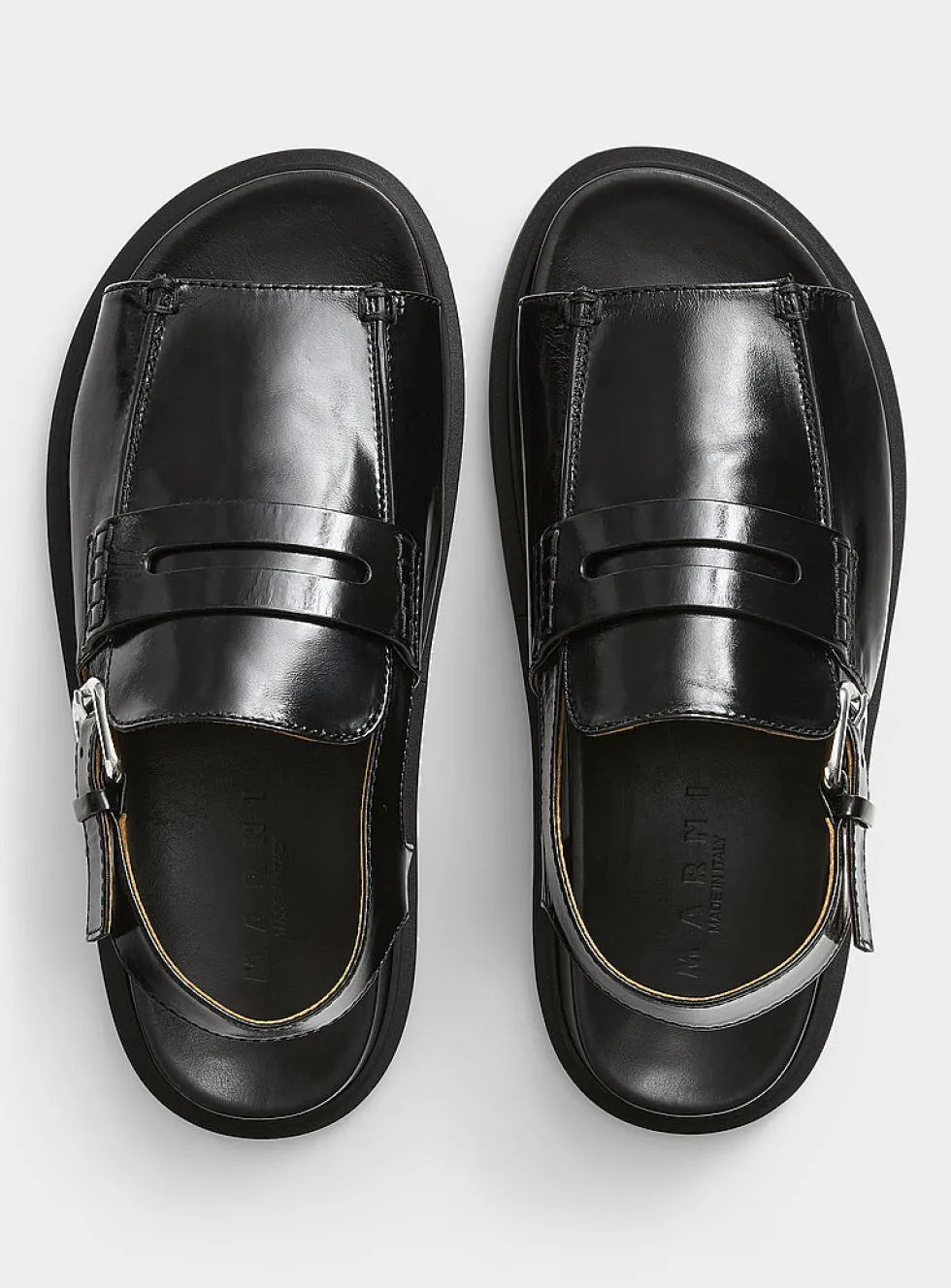 Black leather loafer sandal