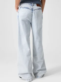 Bleached wide-leg jeans with darts