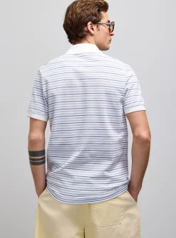 Blue stripe piqué polo