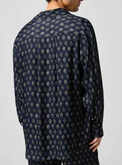 Blurry eyes satiny cabana shirt