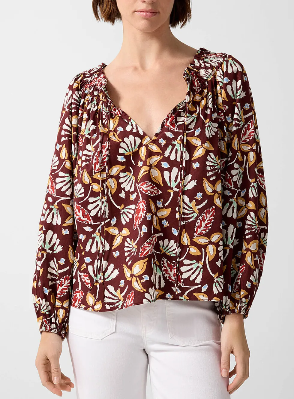 Botanical shapes peasant blouse