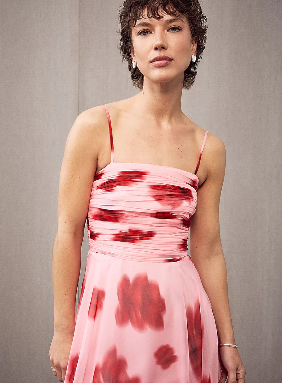 Brandy airy floral pleated dress