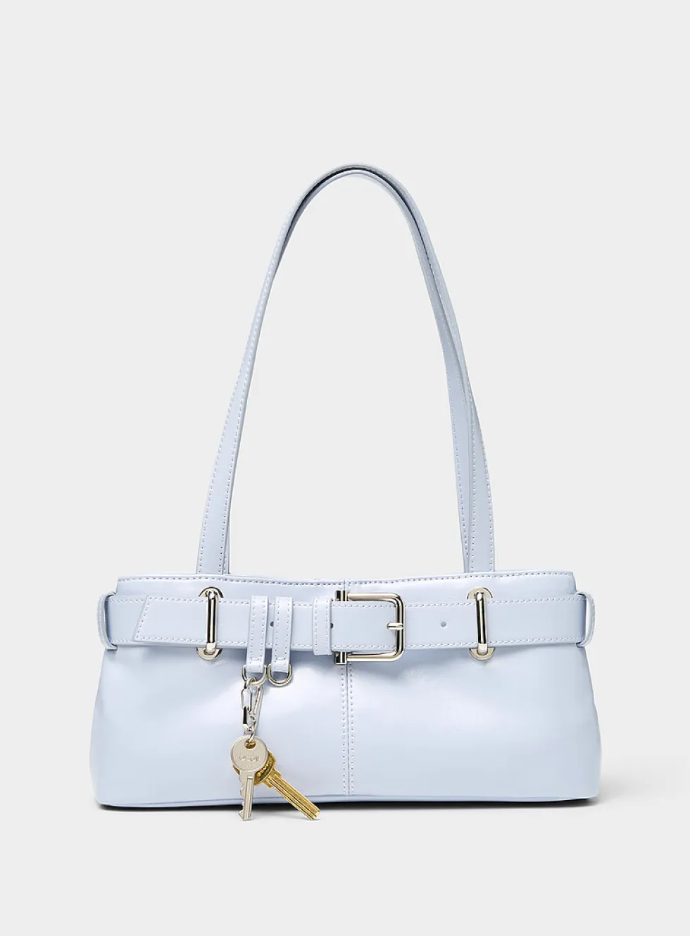 Brocle misty blue leather shoulder bag
