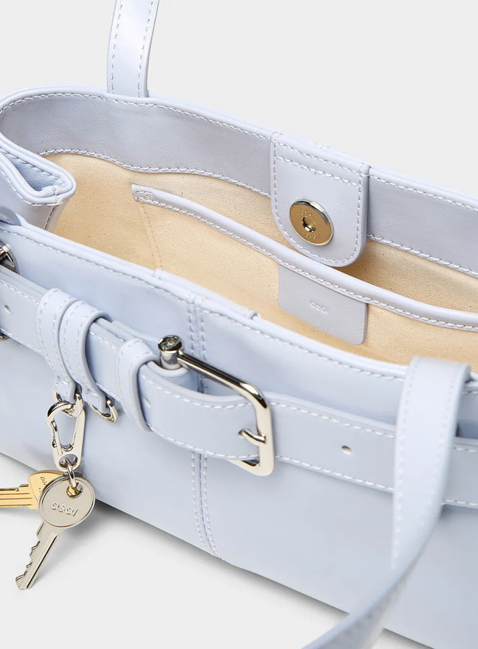 Brocle misty blue leather shoulder bag