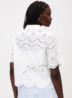 Broderie anglaise boxy-fit shirt