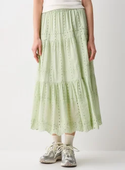 Broderie anglaise maxi skirt
