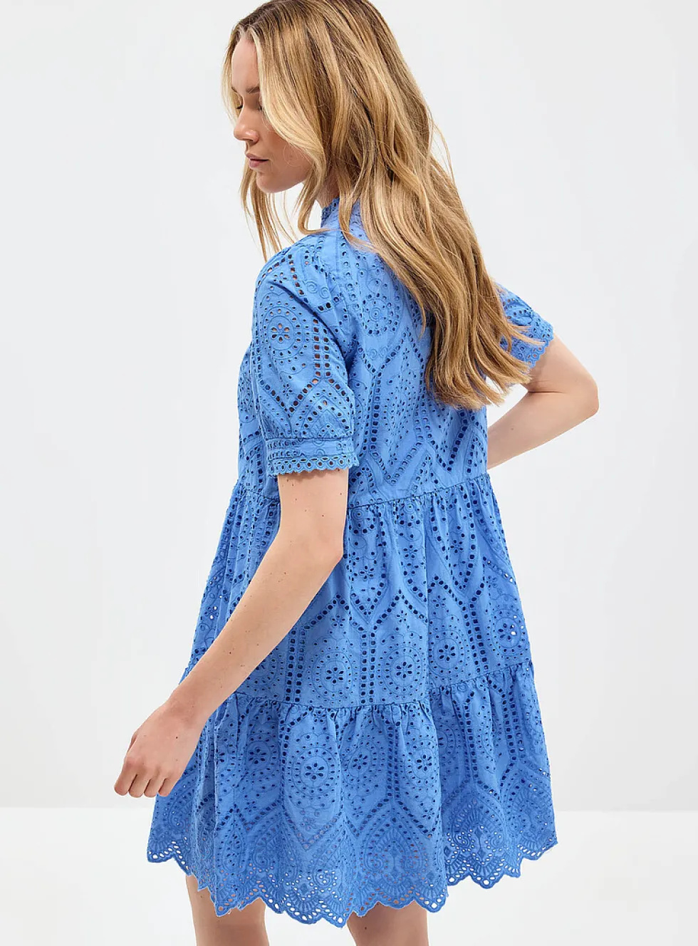 Broderie anglaise tiered minidress