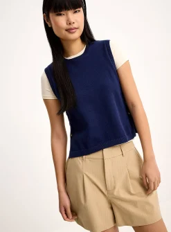 Buttoned-side cotton sweater vest
