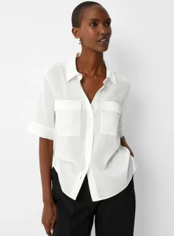 Buttoned-sleeve silk shirt