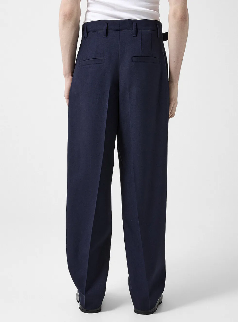 Canevas belted virgin wool pant