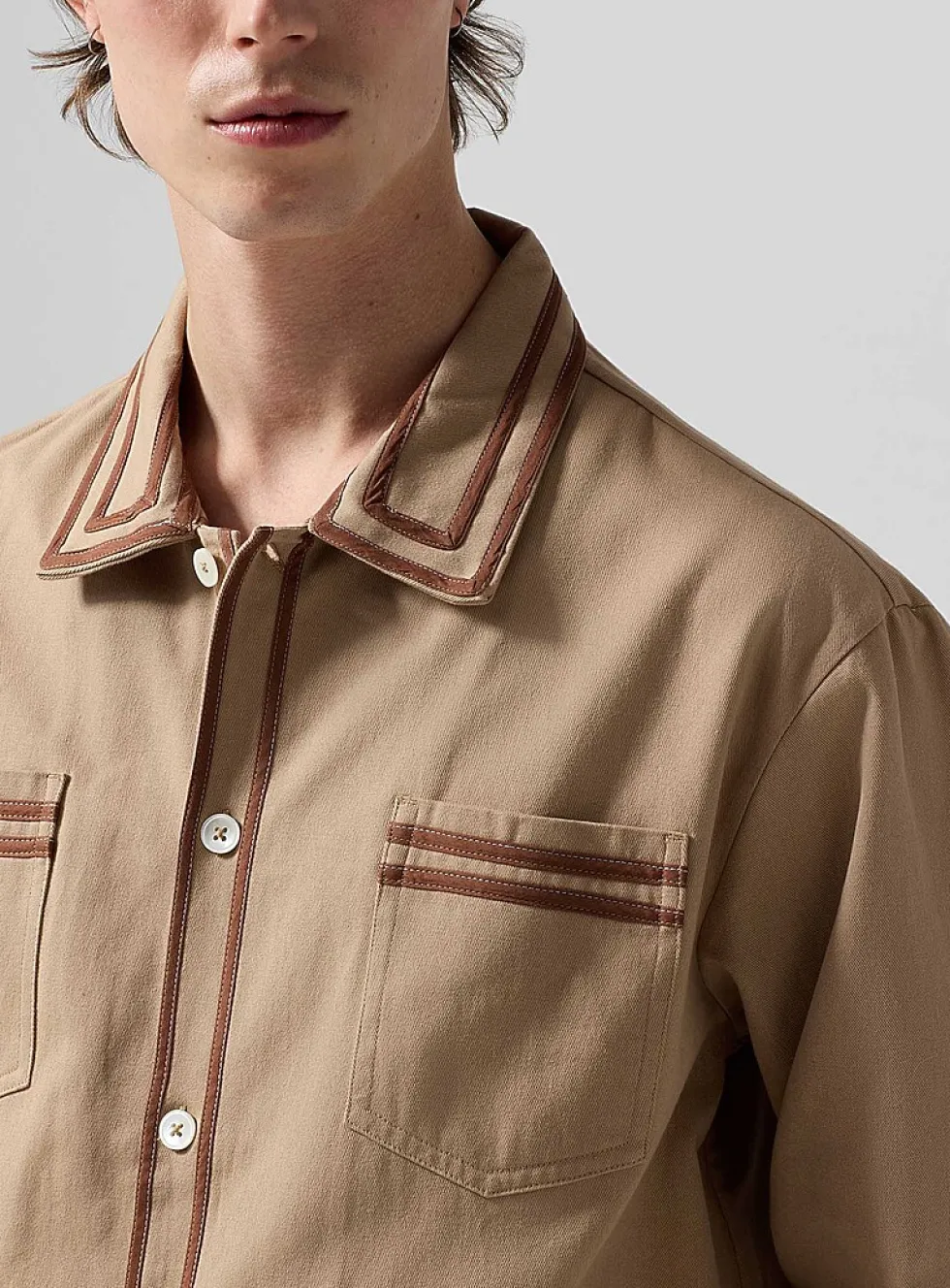Canteen contrast piping structured overshirt