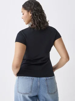 Cap-sleeve Henley T-shirt
