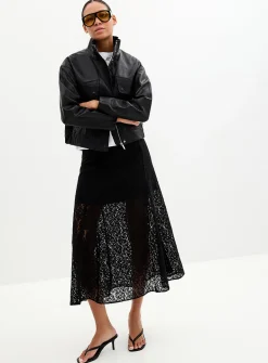 Carlotta stand collar leather jacket