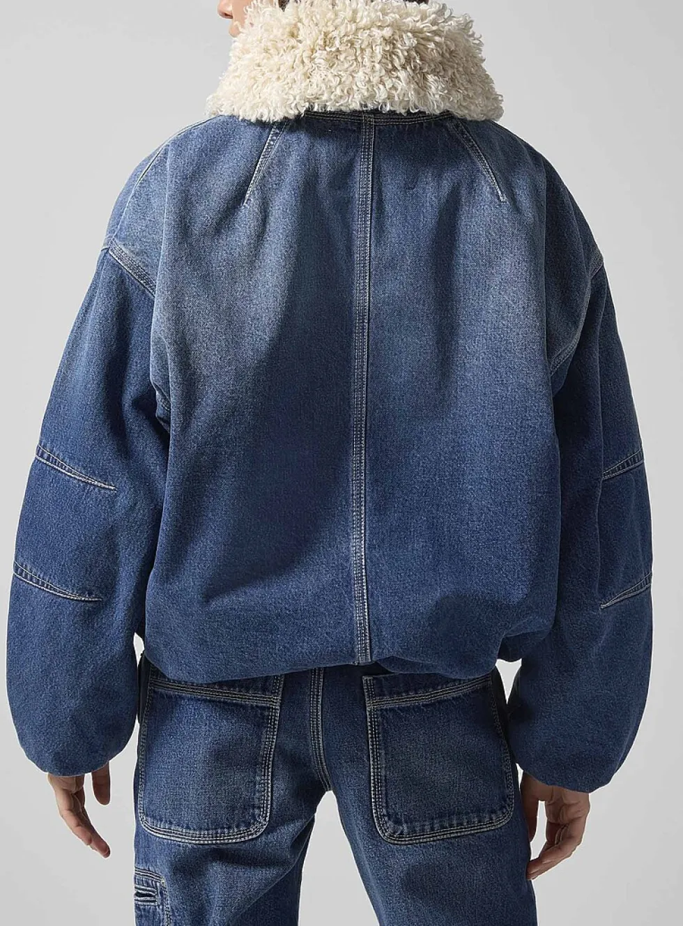 Charone high-pile fleece lining denim jacket