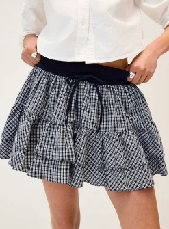 Checkered tiered miniskirt