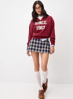 Checkered wraparound skort
