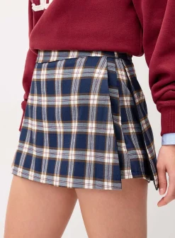 Checkered wraparound skort