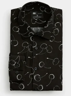 Cherry-pattern fluid shirt