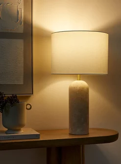 Classic travertine base table lamp